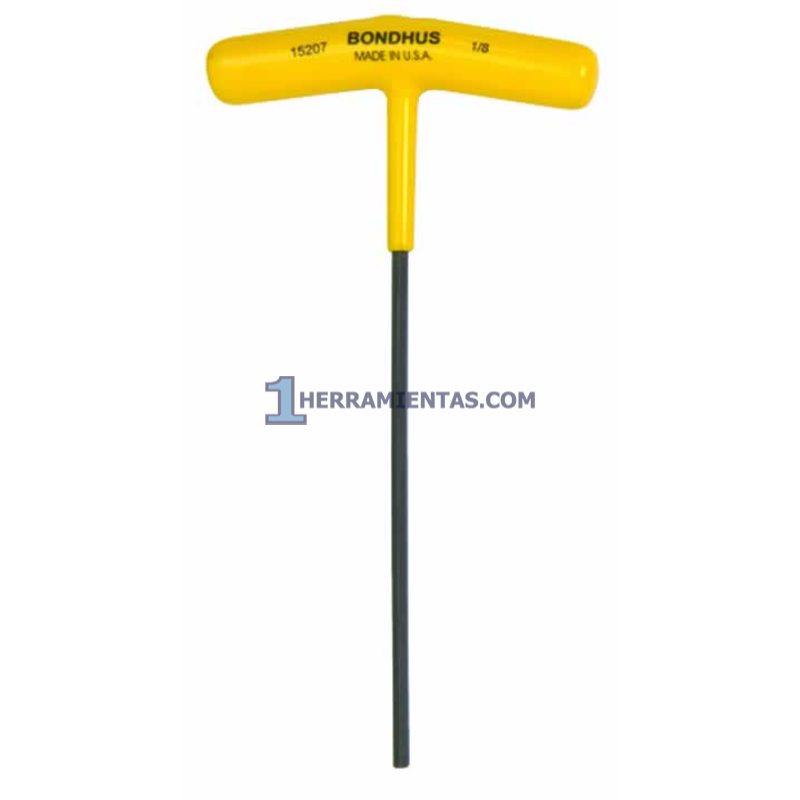 LLAVE HEXAGONAL RECTA CON MANGO EN "T" LARGO DE 6" DE 1/8". BONDHUS 15207
