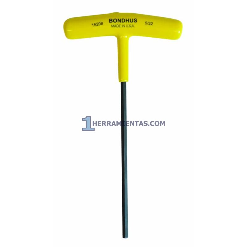 LLAVE HEXAGONAL RECTA CON MANGO EN "T" LARGO DE 6" DE 5/32". BONDHUS 15209