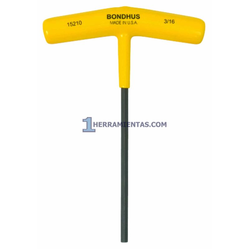 LLAVE HEXAGONAL RECTA CON MANGO EN "T" LARGO DE 6" DE 3/16". BONDHUS 15210