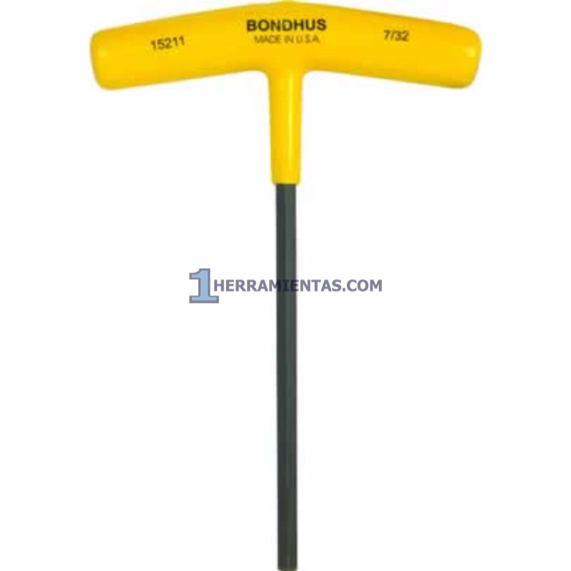 LLAVE HEXAGONAL RECTA CON MANGO EN "T" LARGO DE 6" DE 7/32". BONDHUS 15211