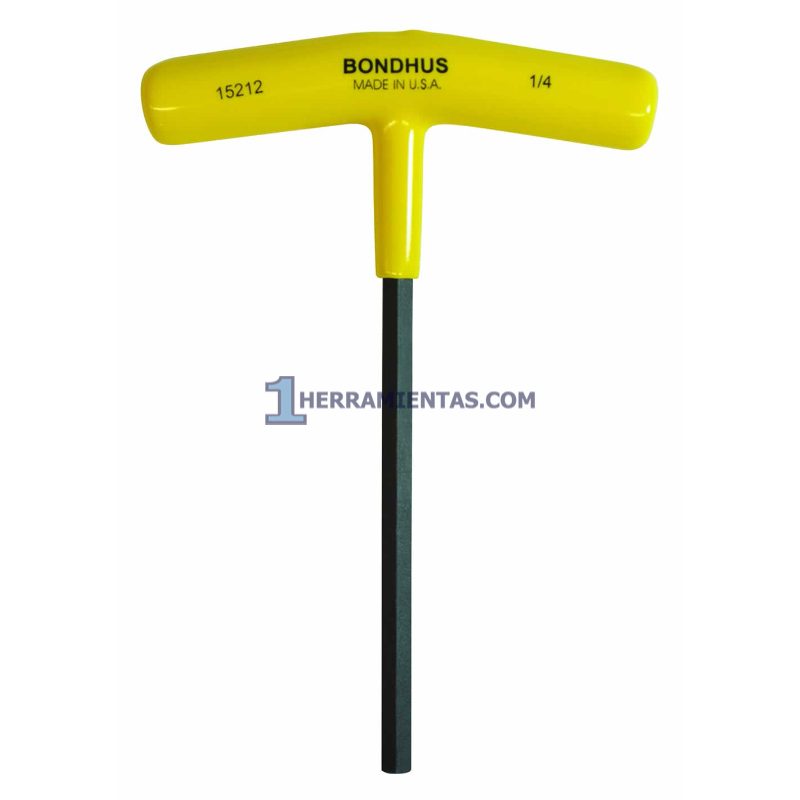 LLAVE HEXAGONAL RECTA CON MANGO EN "T" LARGO DE 6" DE 1/4". BONDHUS 15212