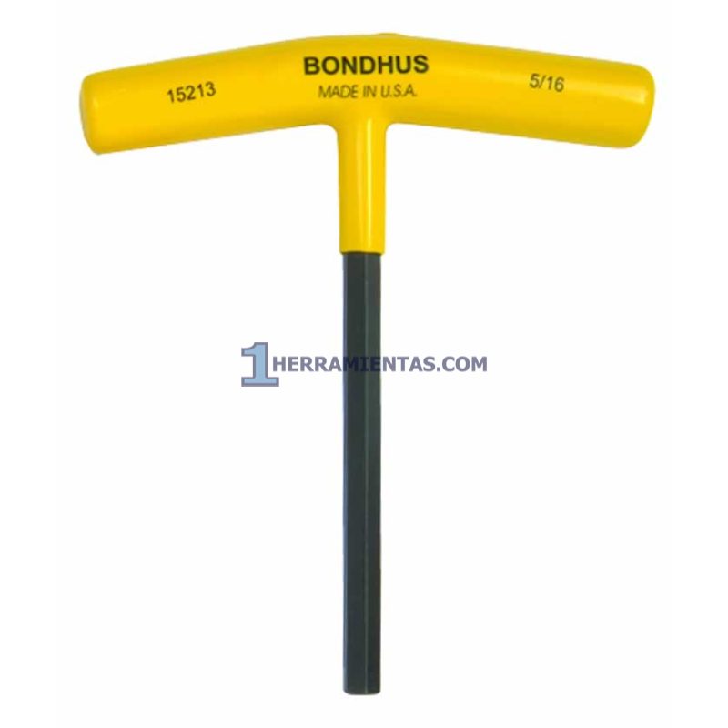 LLAVE HEXAGONAL RECTA CON MANGO EN "T" LARGO DE 6" DE 5/16". BONDHUS 15213