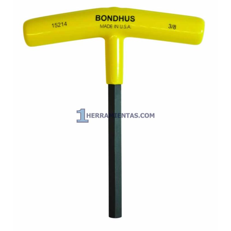 LLAVE HEXAGONAL RECTA CON MANGO EN "T" LARGO DE 6" DE 3/8". BONDHUS 15214