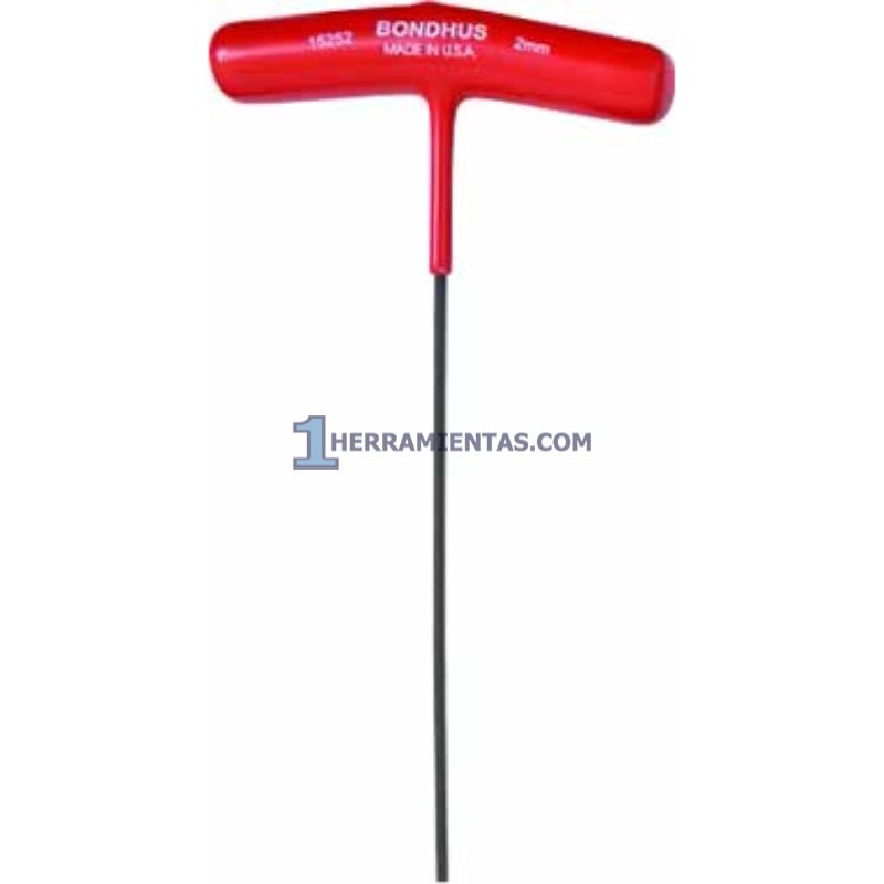 LLAVE HEXAGONAL RECTA CON MANGO EN "T" LARGO DE 6" DE 2.0MM. BONDHUS 15252