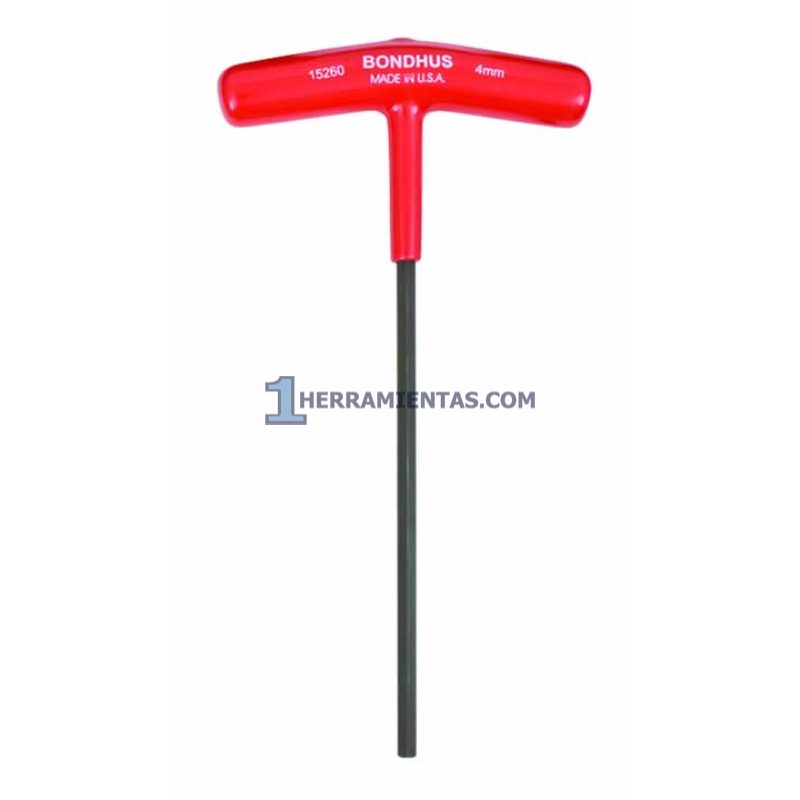 LLAVE HEXAGONAL RECTA CON MANGO EN "T" LARGO DE 6" DE 4.0MM. BONDHUS 15260