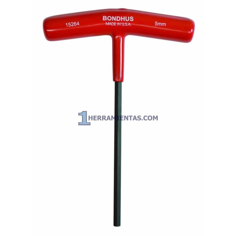 LLAVE HEXAGONAL RECTA CON MANGO EN "T" LARGO DE 6" DE 5.0MM. BONDHUS 15264