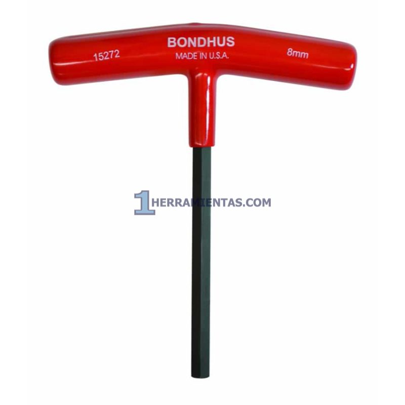 LLAVE HEXAGONAL RECTA CON MANGO EN "T" LARGO DE 6" DE 9.0MM. BONDHUS 15274