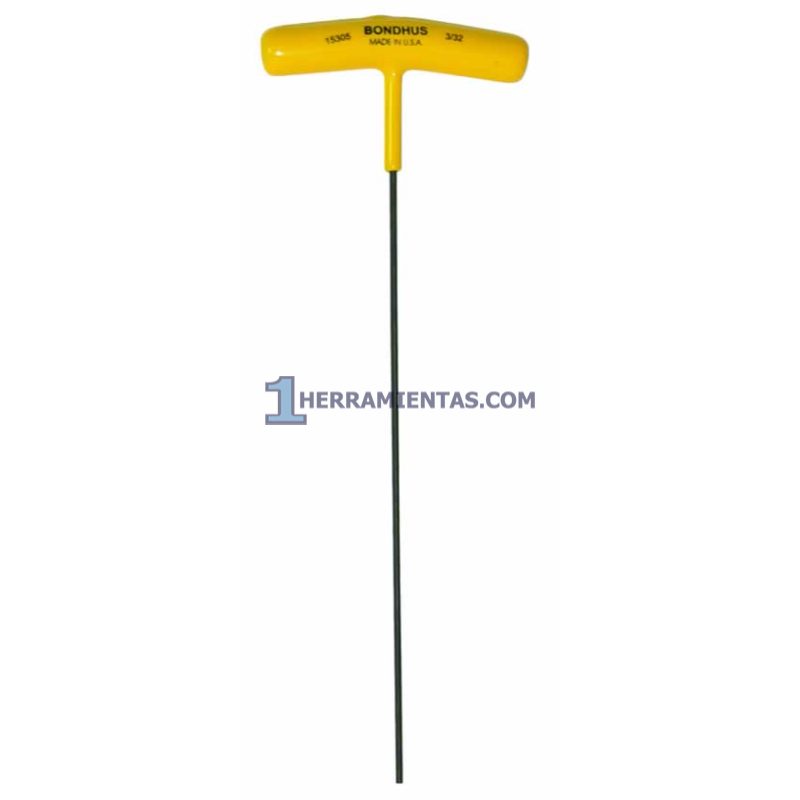 LLAVE HEXAGONAL RECTA CON MANGO EN "T" LARGO DE 9" DE 7/64". BONDHUS 15306