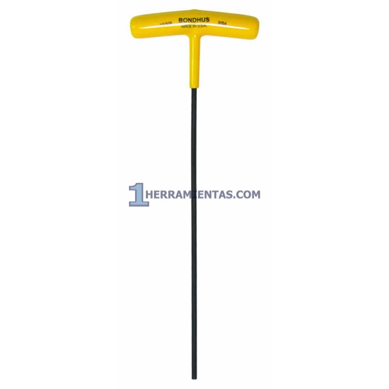 LLAVE HEXAGONAL RECTA CON MANGO EN "T" LARGO DE 9" DE 9/64". BONDHUS 15308