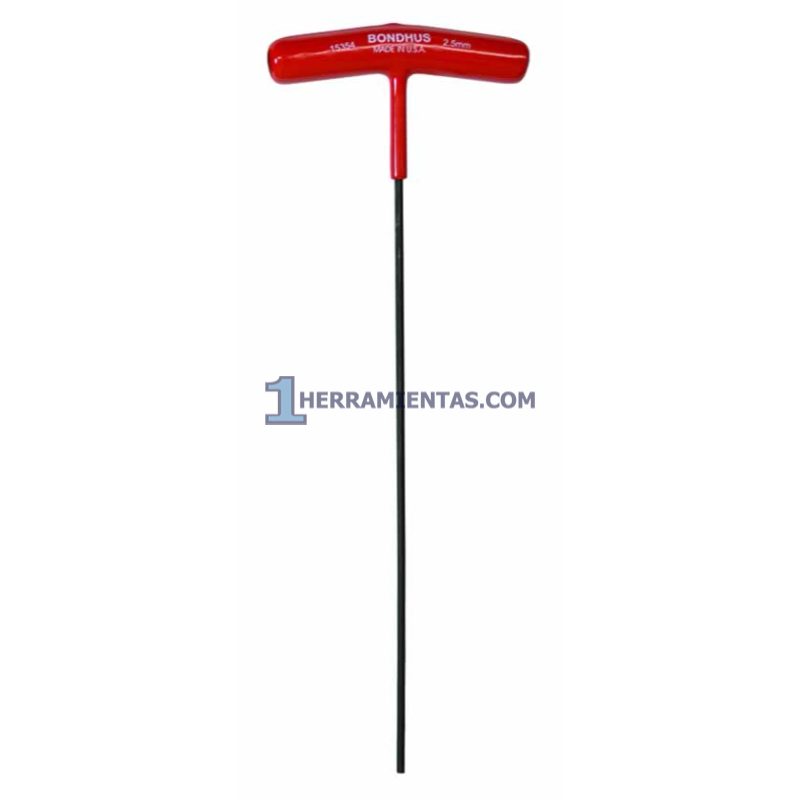 LLAVE HEXAGONAL RECTA CON MANGO EN "T" LARGO DE 9" DE 2.5MM. BONDHUS 15354