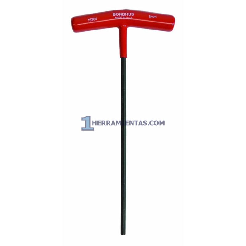 LLAVE HEXAGONAL RECTA CON MANGO EN "T" LARGO DE 9" DE 5.0MM. BONDHUS 15364
