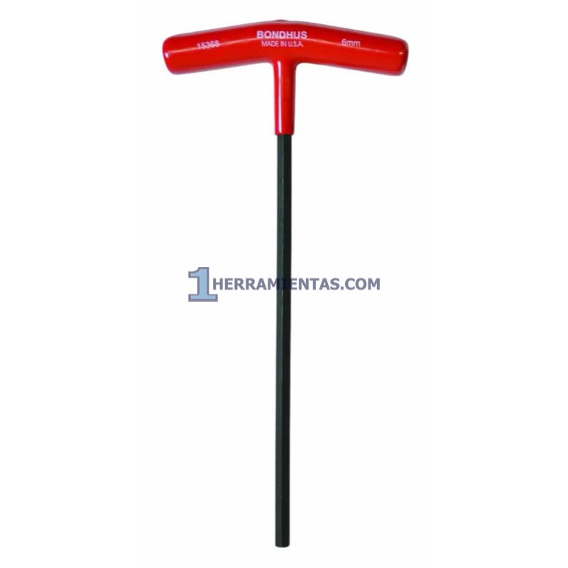 LLAVE HEXAGONAL RECTA CON MANGO EN "T" LARGO DE 9" DE 6.0MM. BONDHUS 15368