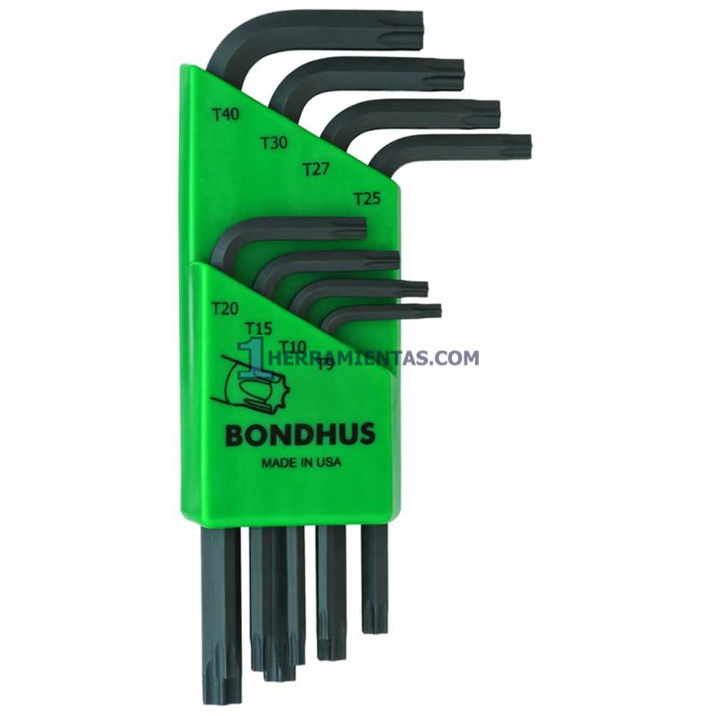 JUEGO DE 8 LLAVES CORTAS TIPO TORX® RECTA T9 A T40. BONDHUS 31734