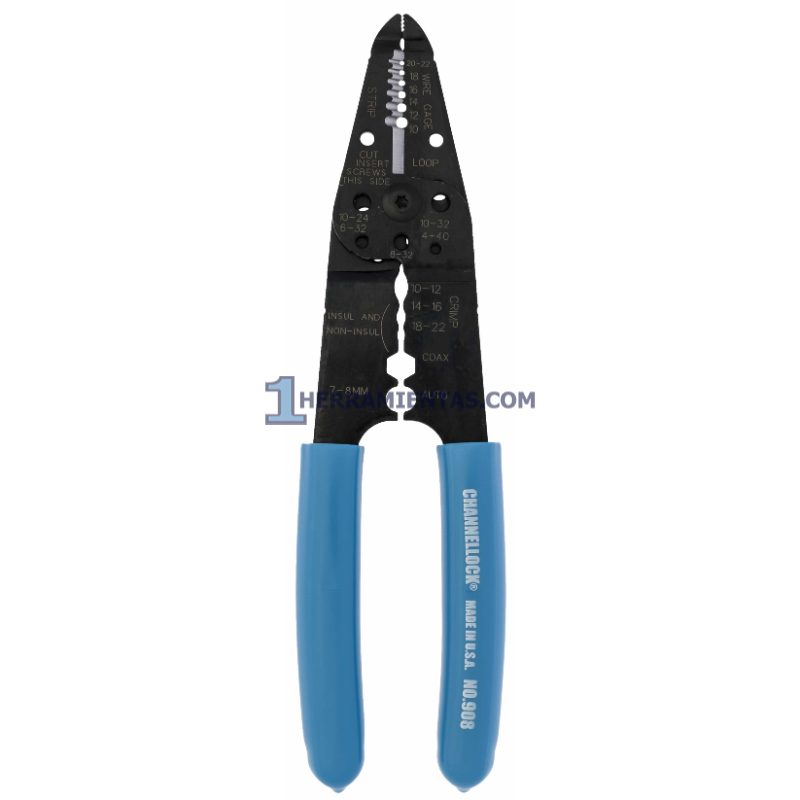 PINZA PELA CABLES CON PONCHADOR COAXIAL CHANNELLOCK 908
